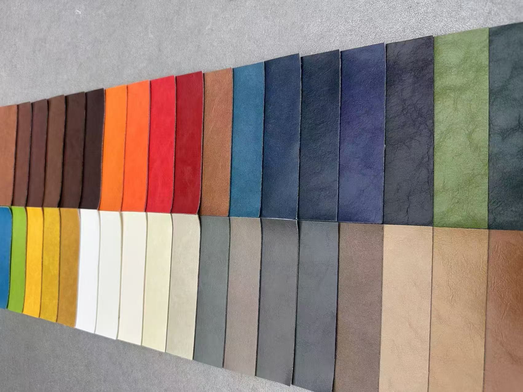 P62 PVC upholstery leather real color card with multiple sofa and furniture colors